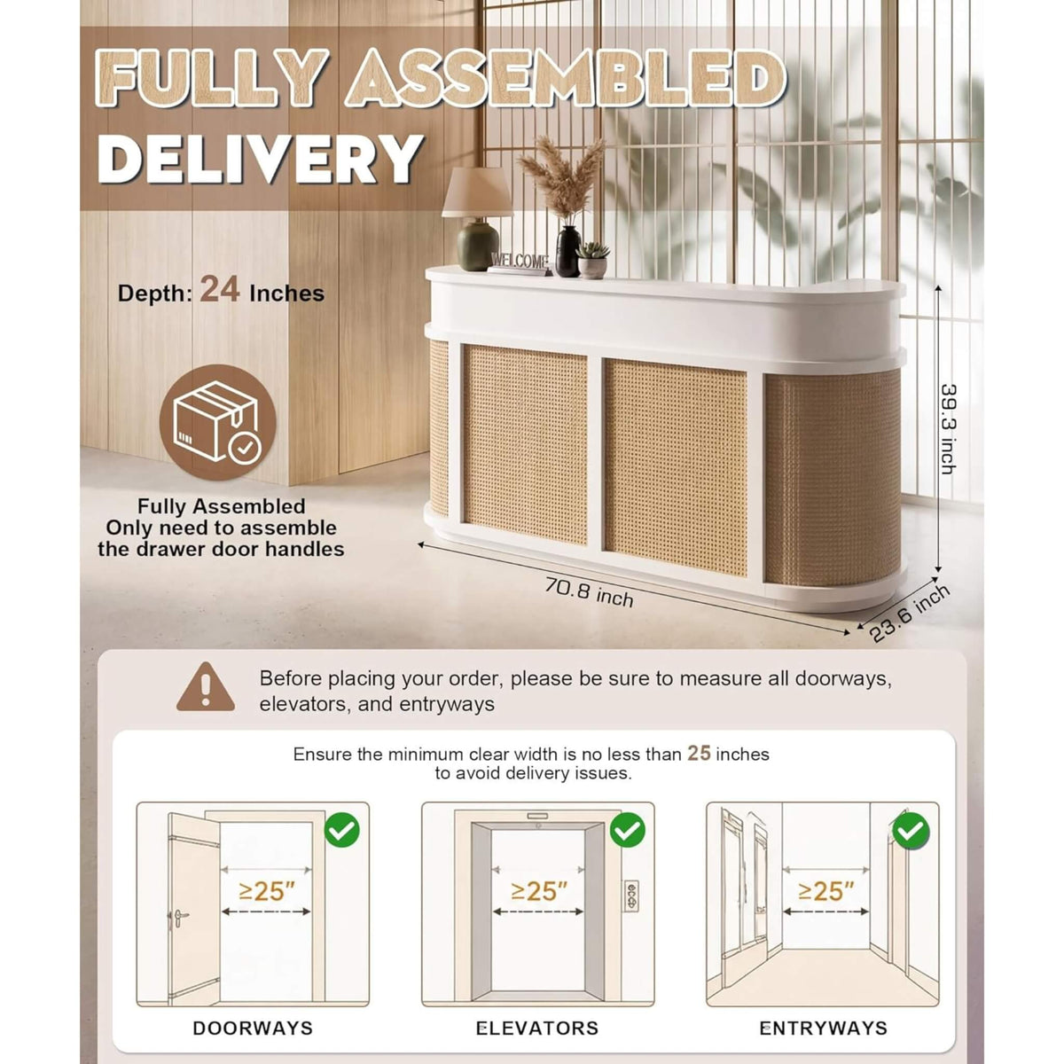 70-Inch Modern Wooden Reception Desk With Lockable Drawers (SAK26148)