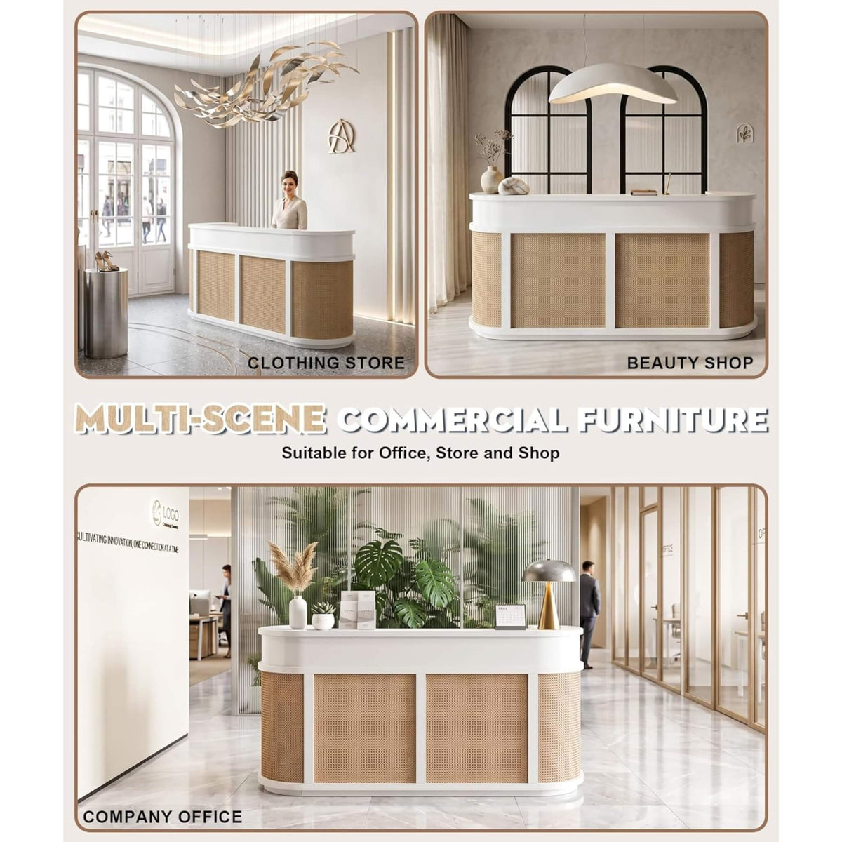 70-Inch Modern Wooden Reception Desk With Lockable Drawers (SAK26148)