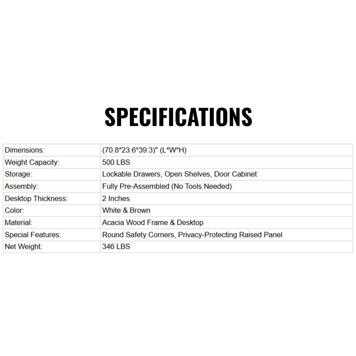 70-Inch Modern Wooden Reception Desk With Lockable Drawers (SAK26148)