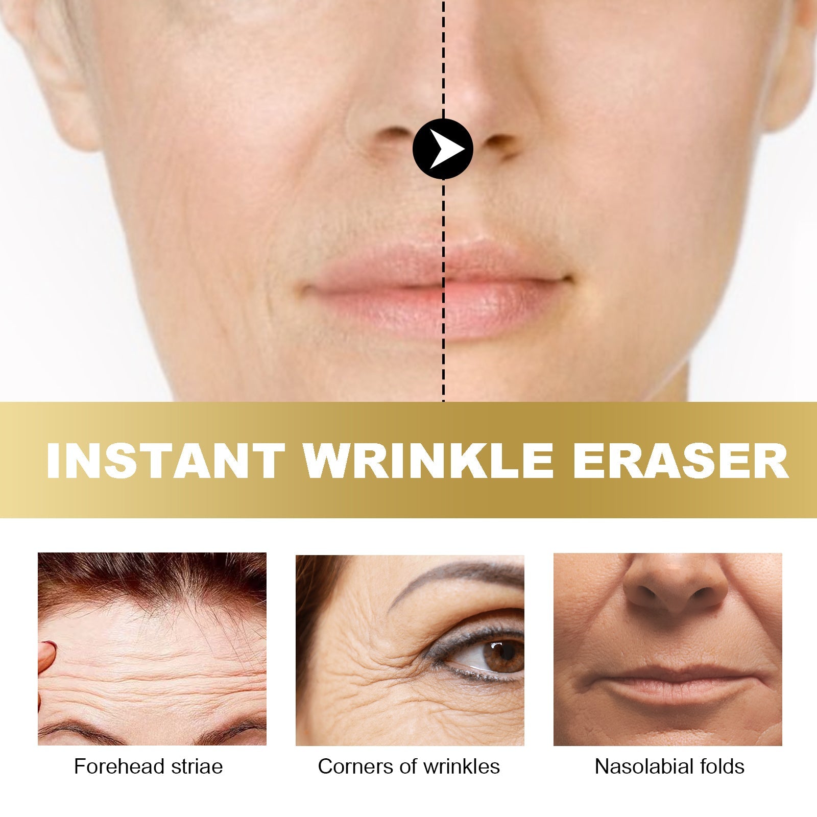 Instant Wrinkle Eraser, Fade Facial Wrinkle Moisturizing Nourishing Firming Haun White Skin