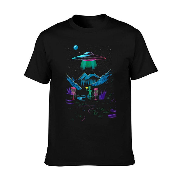 Funny Disc Golf Design For Men Women Disc Golf Alien Golfer T-Shirt