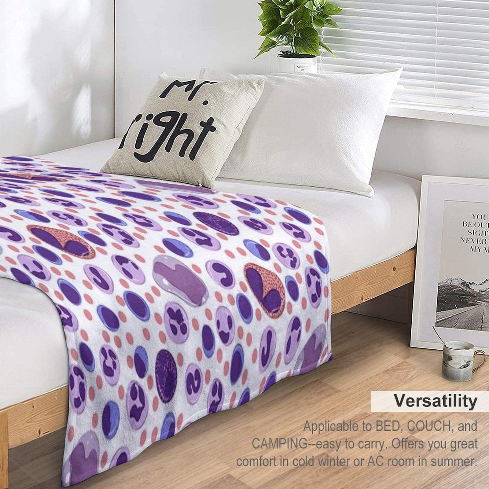 Large White Blood Cell Pattern Throw Blanket