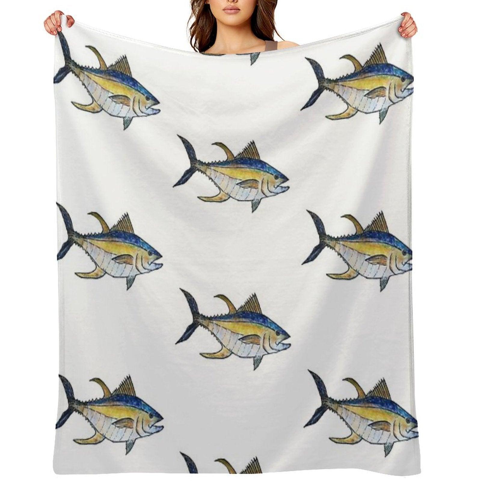 Yellowfin Tuna Fish Throw Blanket