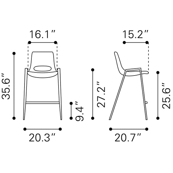 Desi Counter Stool (Set of 2) Black