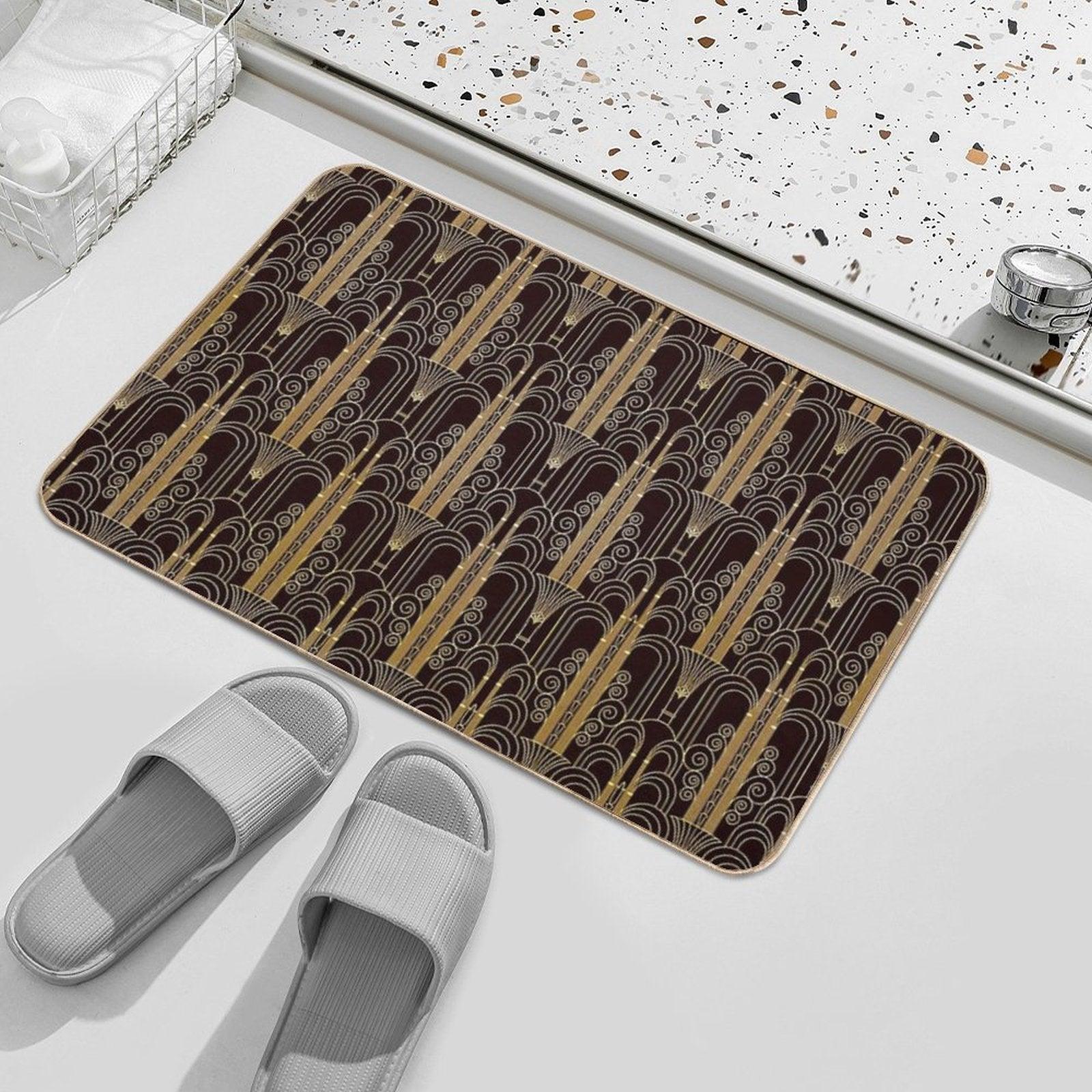 Glamorous Gold-Color Art Deco Pattern Bath Mat