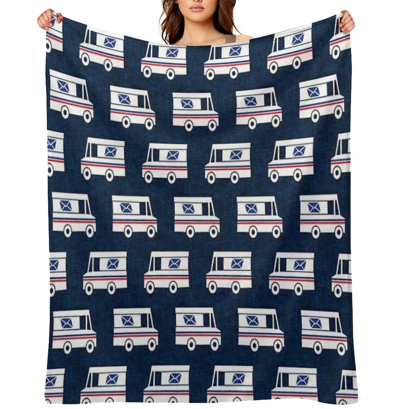 Mail Trucks - Blue Throw Blanket