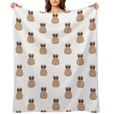 Sad Cute Little Cursed Pou Easy Care Throw Blanket