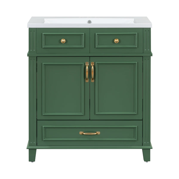 30 inch uncovered bathroom vanity with soft closed door, limited to solid wood frame bathroom storage cabinet green