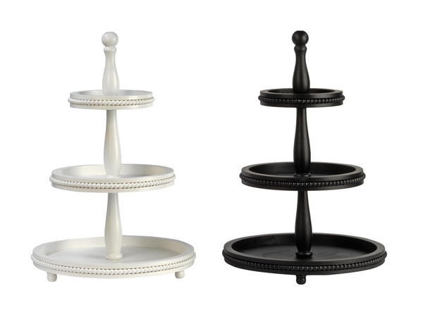 3 Tier Wooden Beaded Display Stand - Black & White