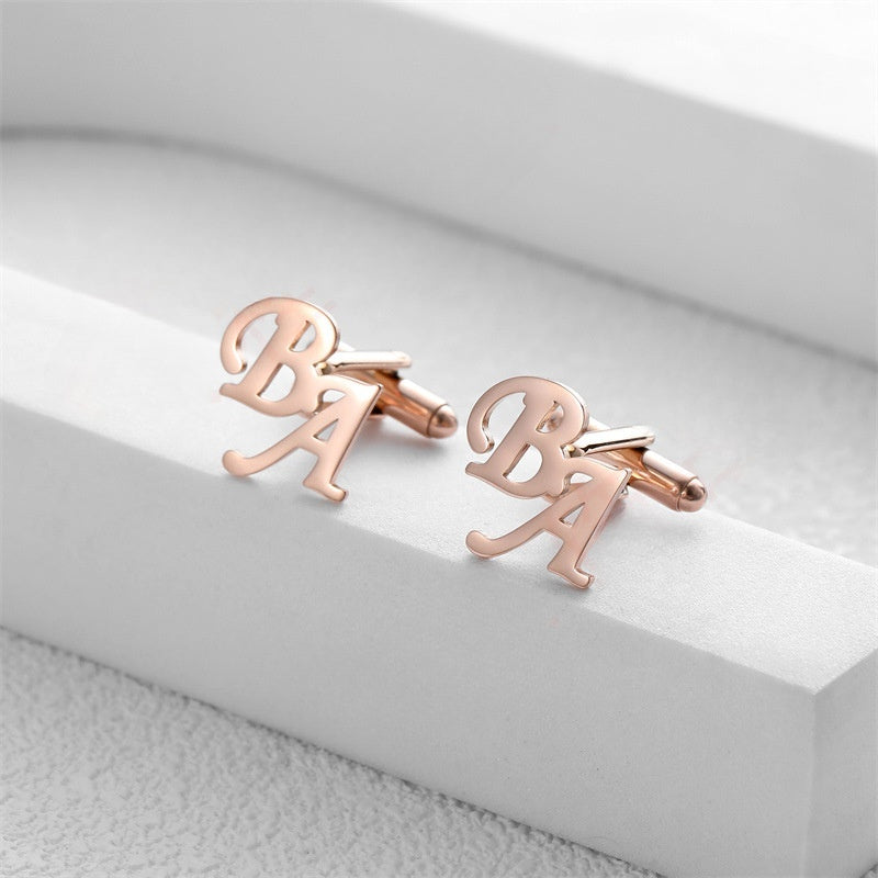 DIY custom French men's cufflinks with English letters cufflinks