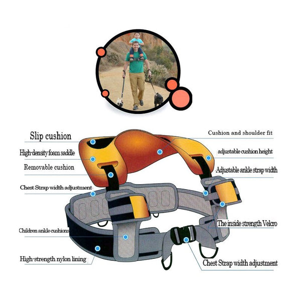 Toddler Hands-Free Shoulder Carrier with Cushioned Hip Seat Nylon Ankle Straps Child Rider Infant Travel Backpack Mochila Bebe