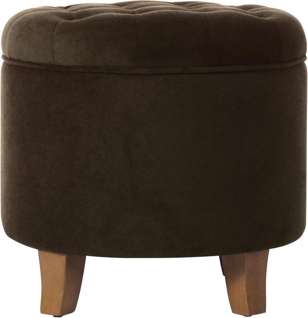 Brown Velvet Upholstered Ottoman With Concealed Storage