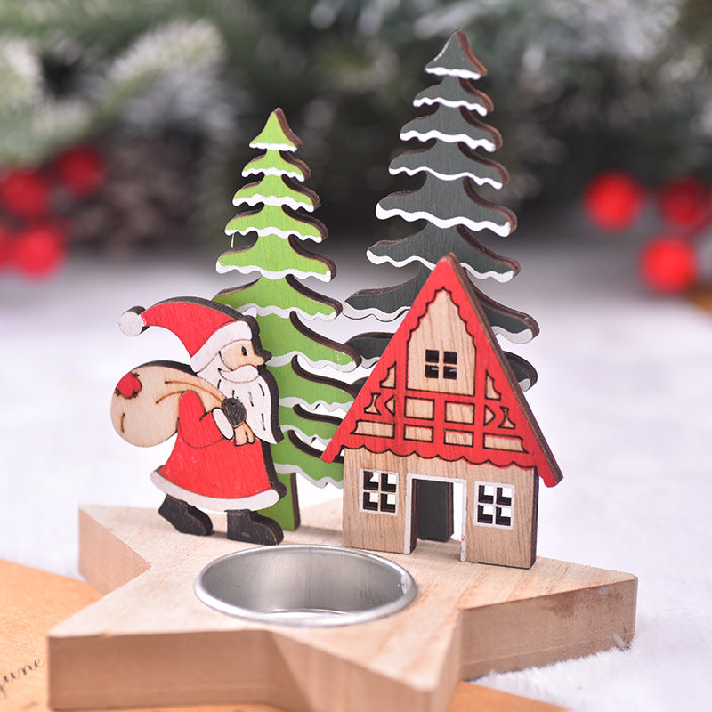 Christmas Decoration New Product Christmas Wooden Candle Stand Desktop Decoration Christmas Daily Necessities