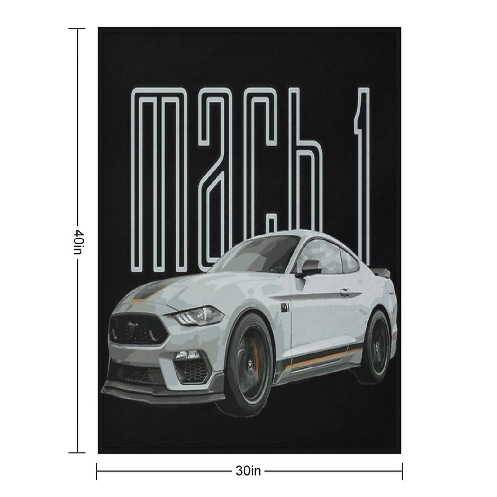 MACH 1 Mustang GT 5.0L V8 Performance Car Fighter Jet Gray Throw Blanket