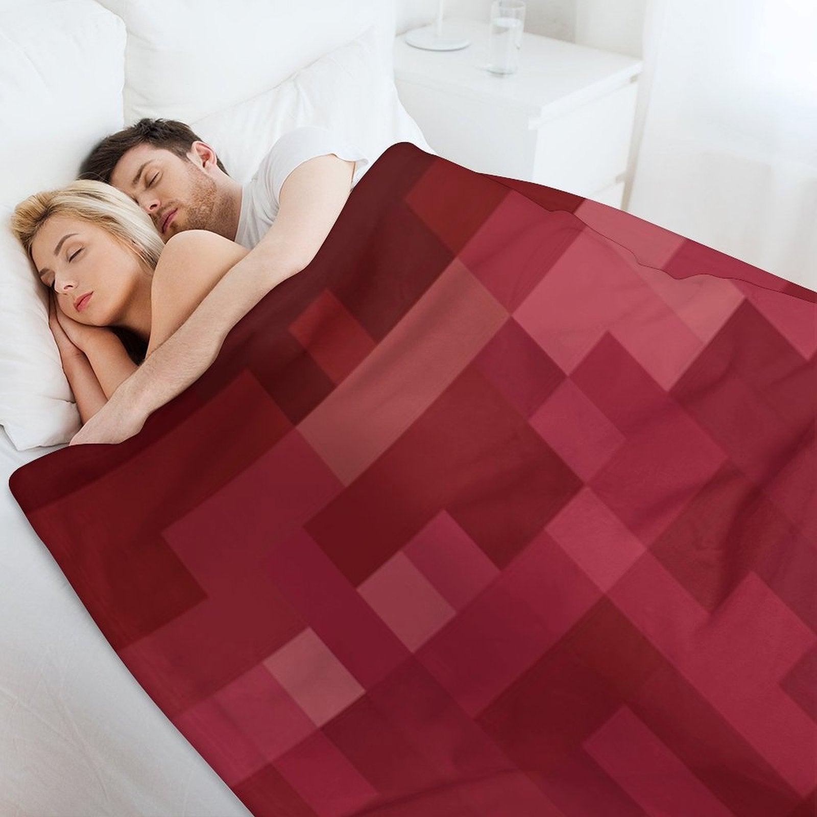 Red And White Pixel  Design Throw Blanket