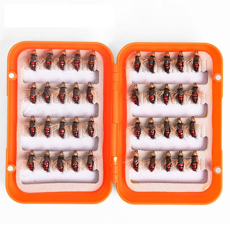 LEO 40pcs/box Fly Fishing Flies Lure High Carbon Steel Fly Tying Hooks for Trout Fishing Artificial Flies