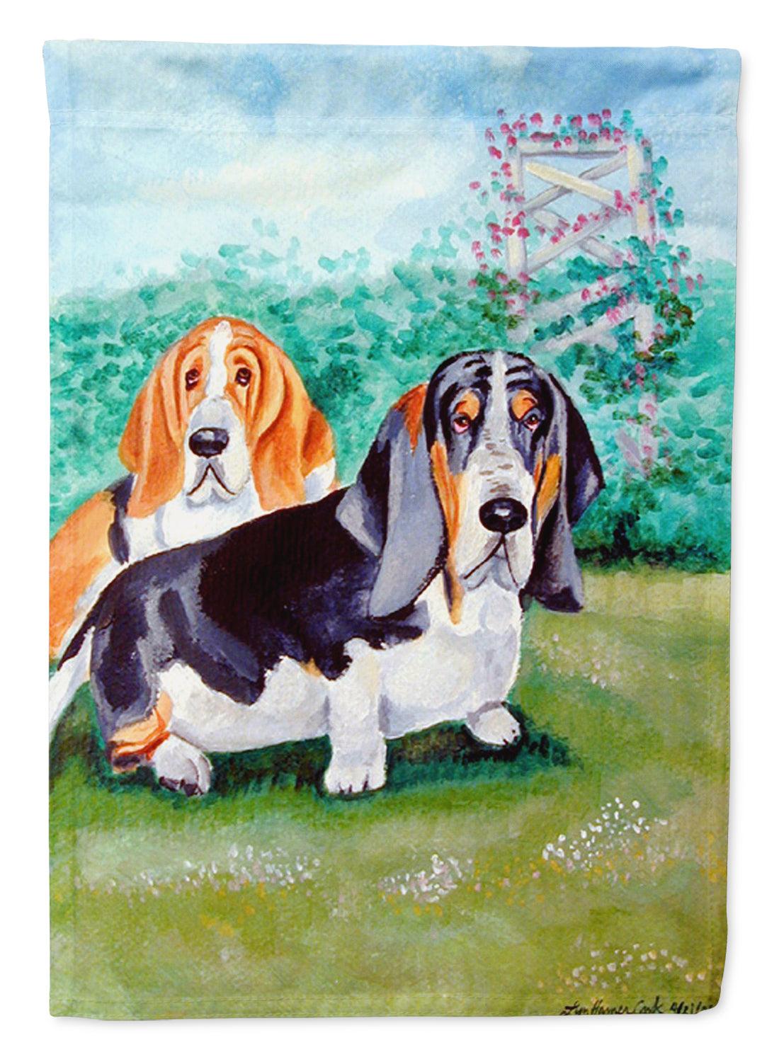 Basset Hound Double Trouble Garden Flag – Decorative Outdoor Yard Flag