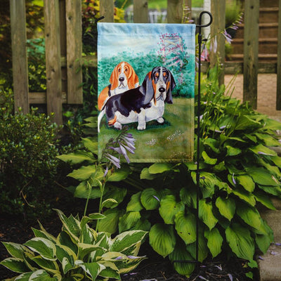 Basset Hound Double Trouble Garden Flag – Decorative Outdoor Yard Flag