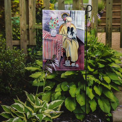 Lady with her Papillon Garden Flag – Decorative Outdoor Yard Flag