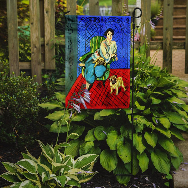 Lady with her  Pug Garden Flag – Decorative Outdoor Yard Flag