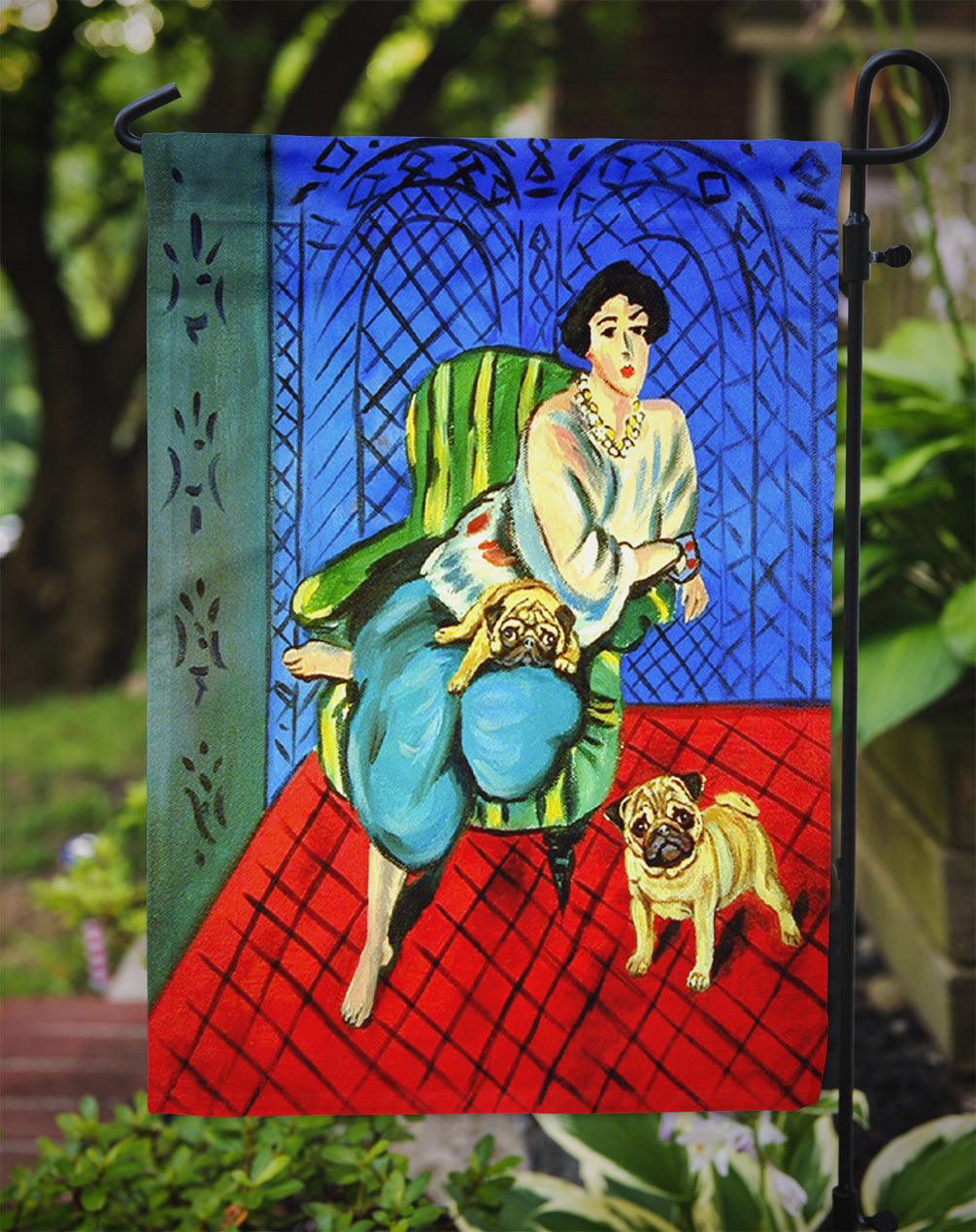 Lady with her  Pug Garden Flag – Decorative Outdoor Yard Flag