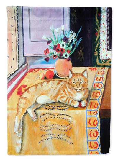 Orange Tabby Cat on the table Garden Flag – Decorative Outdoor Yard Flag