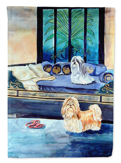 Shih Tzu Tan and Silver Garden Flag – Decorative Outdoor Yard Flag