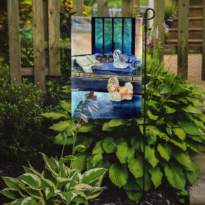 Shih Tzu Tan and Silver Garden Flag – Decorative Outdoor Yard Flag
