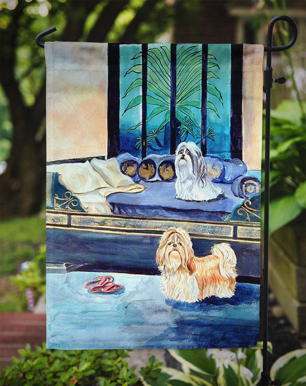 Shih Tzu Tan and Silver Garden Flag – Decorative Outdoor Yard Flag