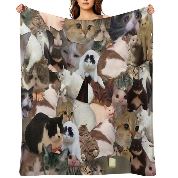 Cat Collage Velvety-soft Throw Blanket