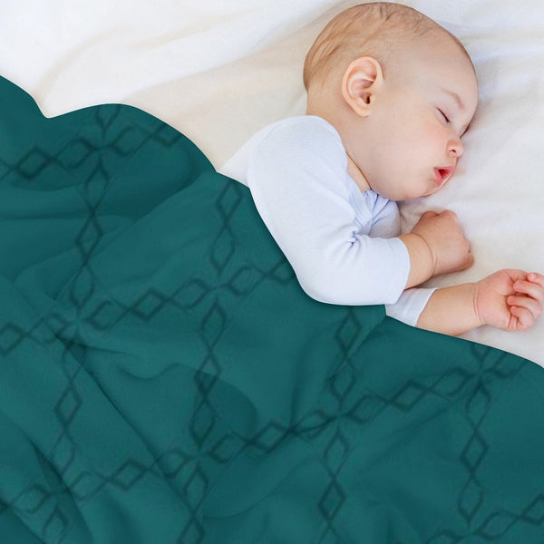 Blue Mixed Green Background Circle Chain All-season Throw Blanket