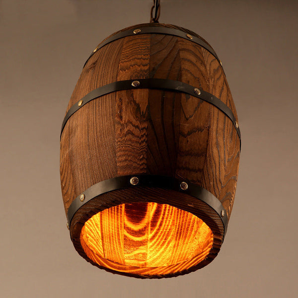 Creative personality wine barrel wooden chandeliers Decorbites