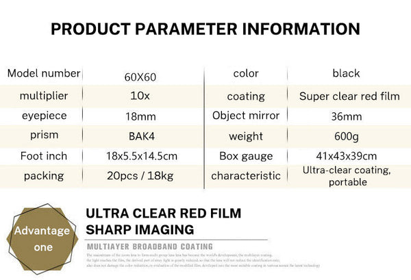60x60 Telescope High magnification low light night vision red film outdoor Golden Eagle Telescope with label