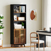70 Inch 5-Tier Bookshelf with Reversible Adjustable Shelf-Black