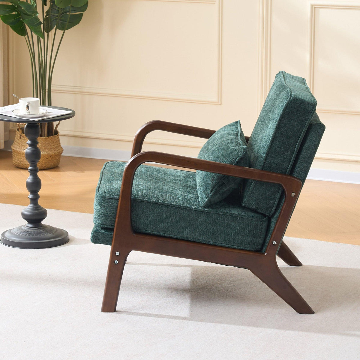 Dark Green Mid‑Century Accent Chair