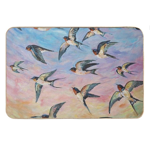 Barn Swallows Acrylic Painting Bath Mat