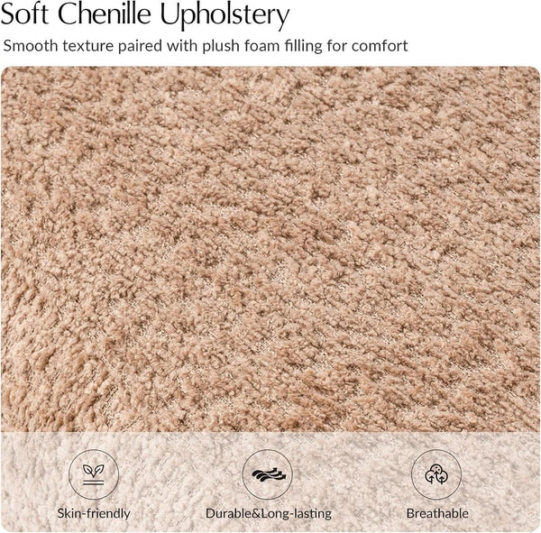Forty Inch Super Soft Chenille Ottoman Coffee Table Sand