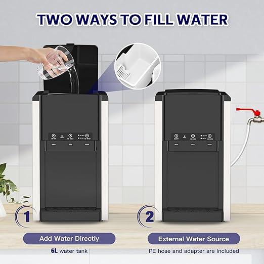 3 in 1 Water Dispenser with Ice Maker, Nugget Ice Maker Countertop, Bullet Ice, Crushed Ice, Water Cooler, 44Lbs/24H, 12 Ice Cube/6Min, Self-Cleaning, 4Lbs Ice Storage, Home, Kitchen, Party, RV