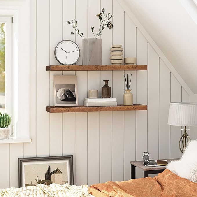 HOOBRO Floating Shelves for Wall, Wall Mounted Shelf Set of 2, 31.5