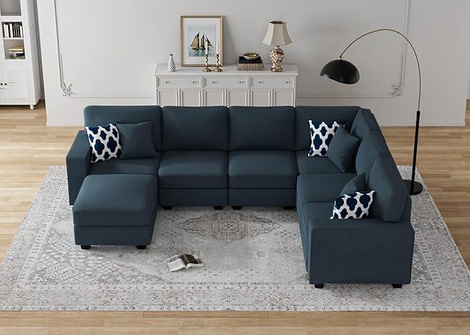 L Lengend Vansen Modular Sectional Sofa U Shaped Couch with Ottoman Modern Reversible Corner Sectional Couch for Living Room (Charcoal, U Shaped Sofa-2)