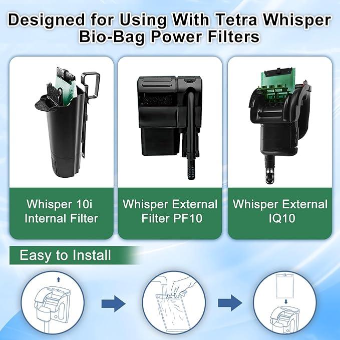 driamor 10 Pack Medium Filter Cartridges Replacement Compatible with Whisper 10i/IQ10/PF10 Aquarium Filter 5-10 Gallons