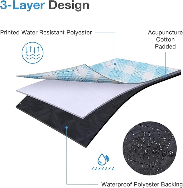 Picnic Blanket, 80''x80'' Waterproof Outdoor Blankets, Picnic Mat Washable for Beach, Picnic Blankets for Camping on Grass with Shoulder Strap - Blue & White