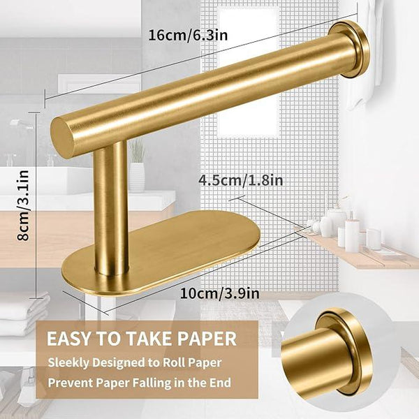 Toilet Paper Holder,Gold,Wall Mount, Upgraded Adhesive Toilet Roll Holder,no Drilling,Bathroom/Rv/Washroom,SUS 304 Stainless Steel,Rustproof (Gold, 1 Piece)