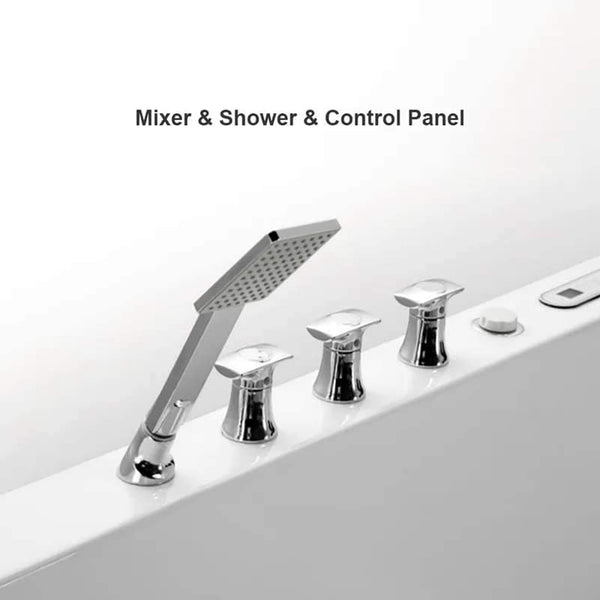 Alora 71-Inch Luxury 2-Person Acrylic Whirlpool Tub With LED Lights Jets And Faucet (SAK91752) SAKSBY WHOLESALE