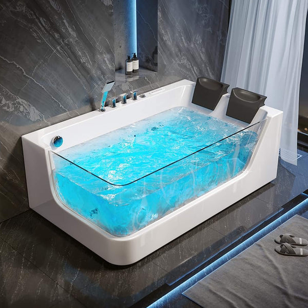 Alora 71-Inch Luxury 2-Person Acrylic Whirlpool Tub With LED Lights Jets And Faucet (SAK91752) SAKSBY WHOLESALE