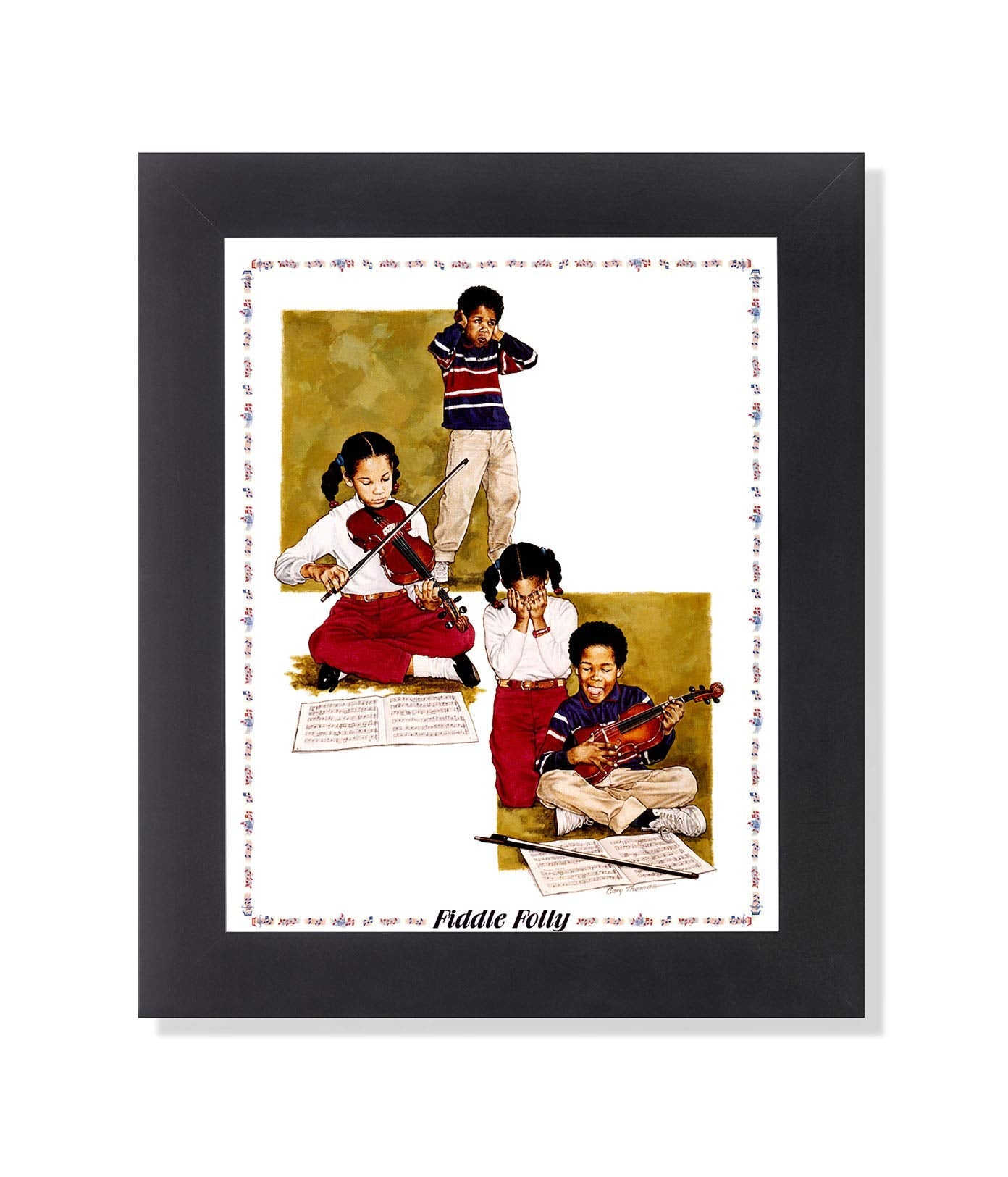 Framed Art Print - African American Music Student Violin Practice 8x10 Wall Decor