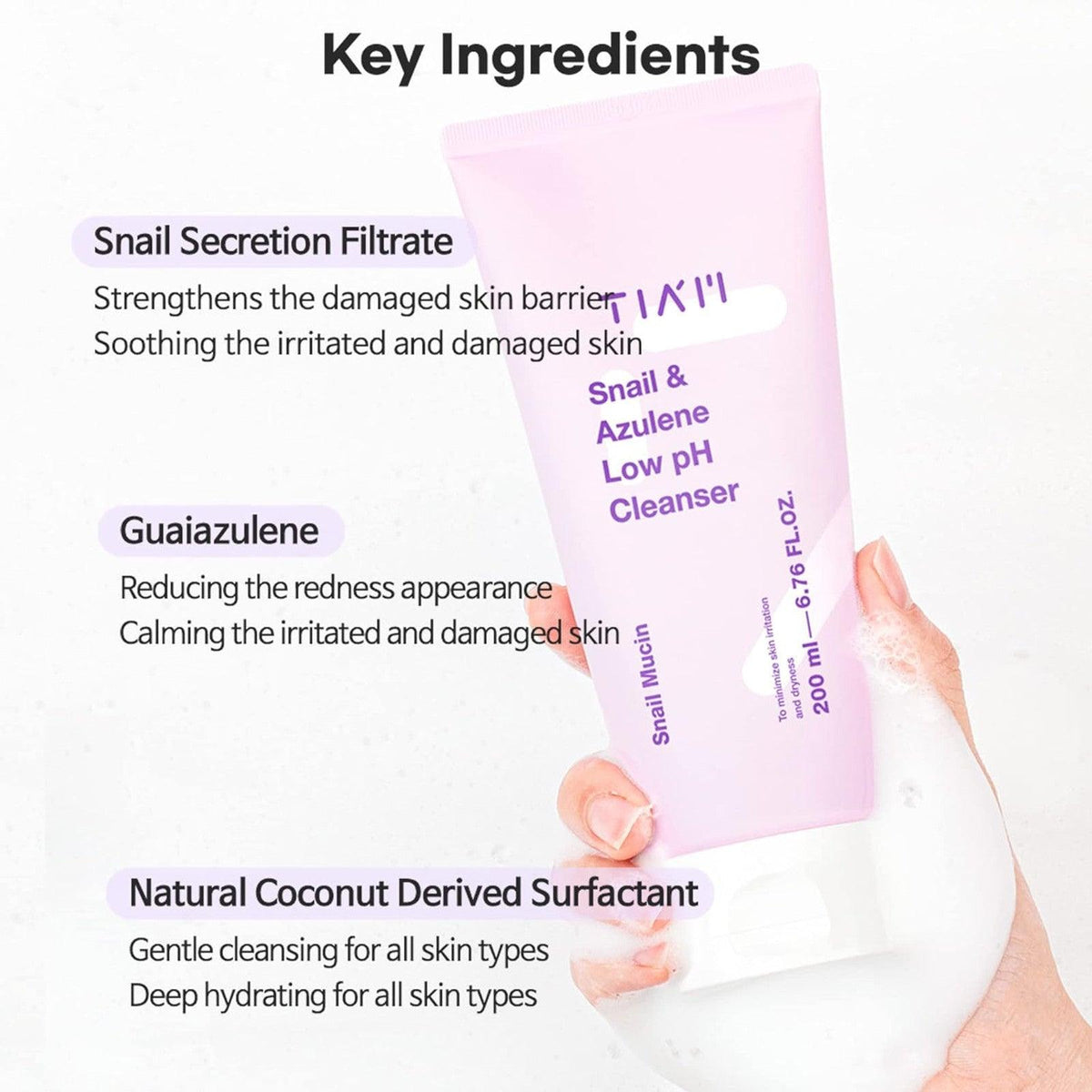 TIA'M Snail & Azulene Low pH Cleanser