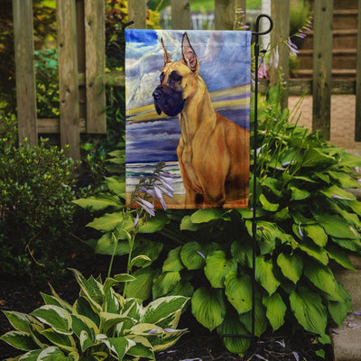 Fawn Great Dane at the beach Garden Flag – Decorative Outdoor Yard Flag