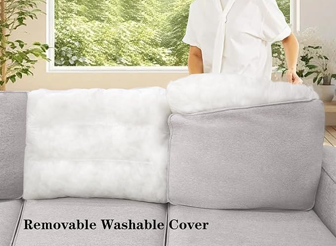 L Lengend Vansen Modular Sectional Sofa U Shaped Couch with Ottoman Modern Reversible Corner Sectional Couch for Living Room (Light Grey, U Shaped Sofa-3)