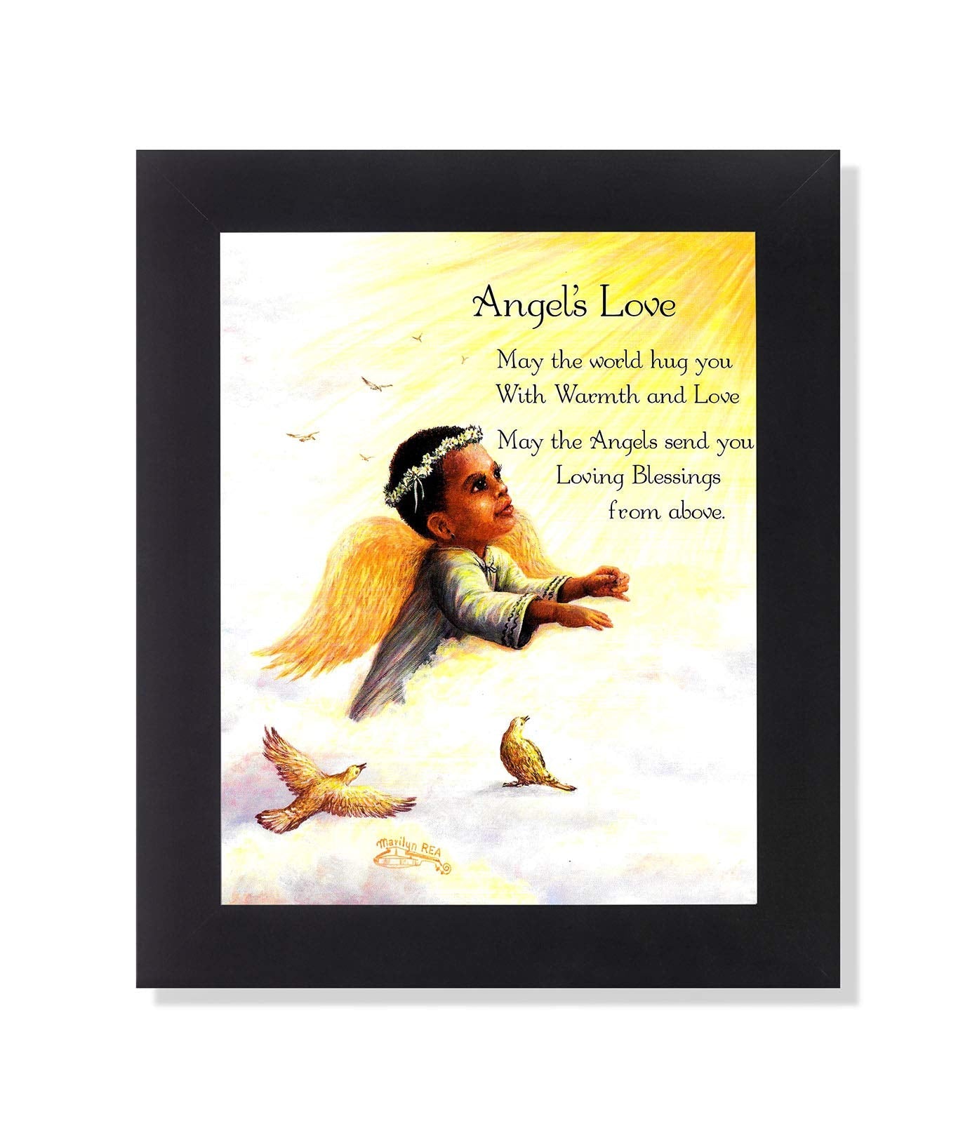Black Framed Art Print – African American Black Angel 8x10 Wall Art